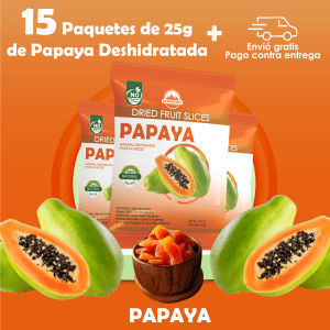 Paquete de 15 und x 25g Papaya Deshidratada