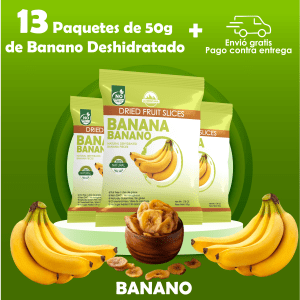 Paquete de 13 und x 50g Banano Deshidratado